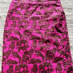 J. Crew Fuchsia and Chocolate Lion Print Pencil Skirt